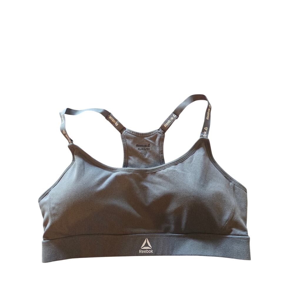 Reebok Sports Bra XL Womens Gray Padded Adjustable Straps Athleisure Yoga